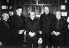 Bishop Edward Grosz, auxilliary bishop; Bishop Henry J. Mansell, bishop; Bishop Bernard McLaughlin, auxiliary bishop emeritus; Bishop Edward Head, bishop emeritus; and Bishop Stanislaus Brzana, Bishop of Ogdensburg, NY.